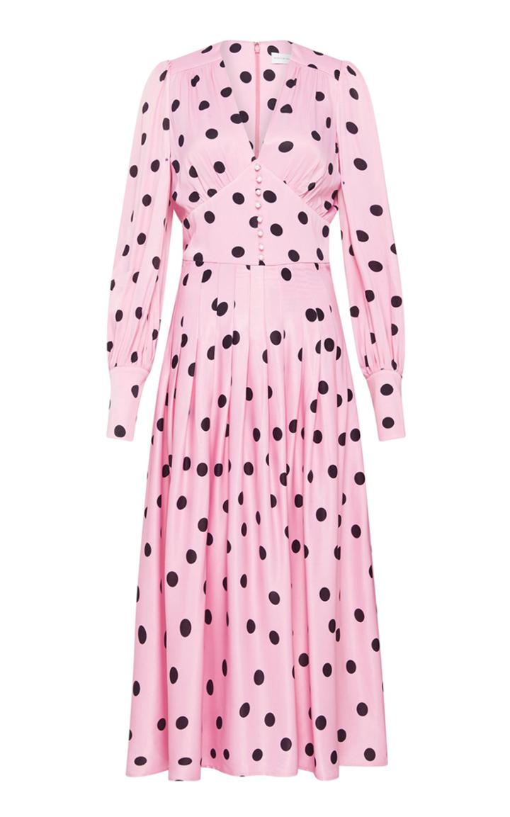 Moda Operandi Rebecca Vallance Mattel Pleated Polka-dot Crepe Midi Dress