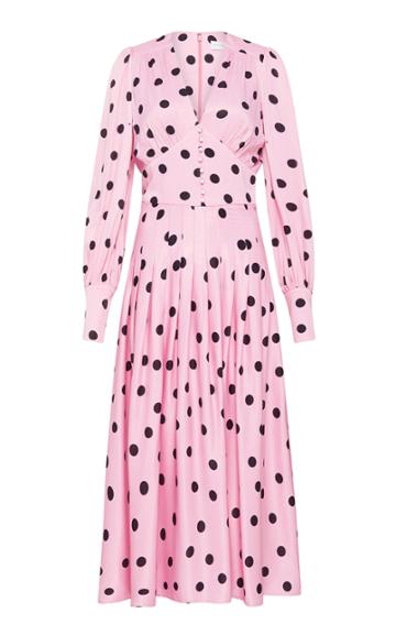 Moda Operandi Rebecca Vallance Mattel Pleated Polka-dot Crepe Midi Dress