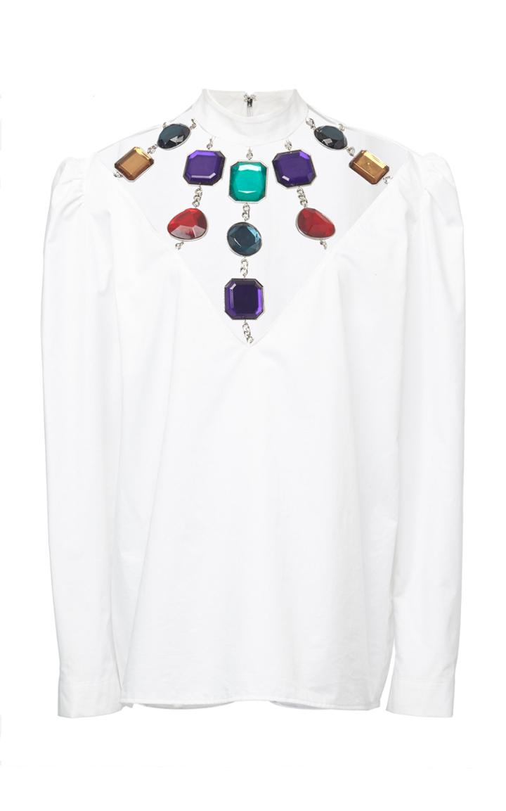 Christopher Kane Jeweled Cotton Top