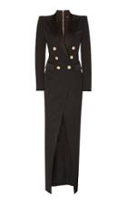 Balmain Satin-lapel Wool Blazer Gown