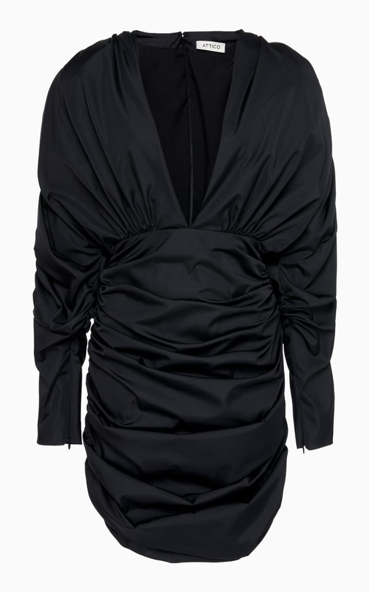 Attico Taffeta Exaggerated Shoulder Dress