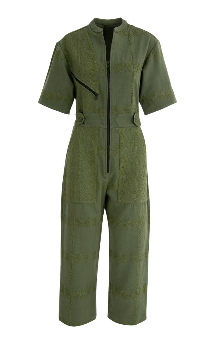 Moda Operandi Pippa Holt Short Sleeve Woven Cotton Jumpsuit