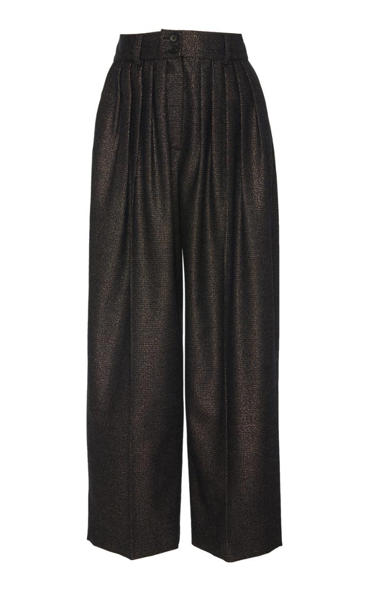 Michael Kors Collection Cropped Pleated Wool-blend Wide-leg Pants