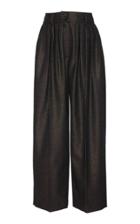 Michael Kors Collection Cropped Pleated Wool-blend Wide-leg Pants