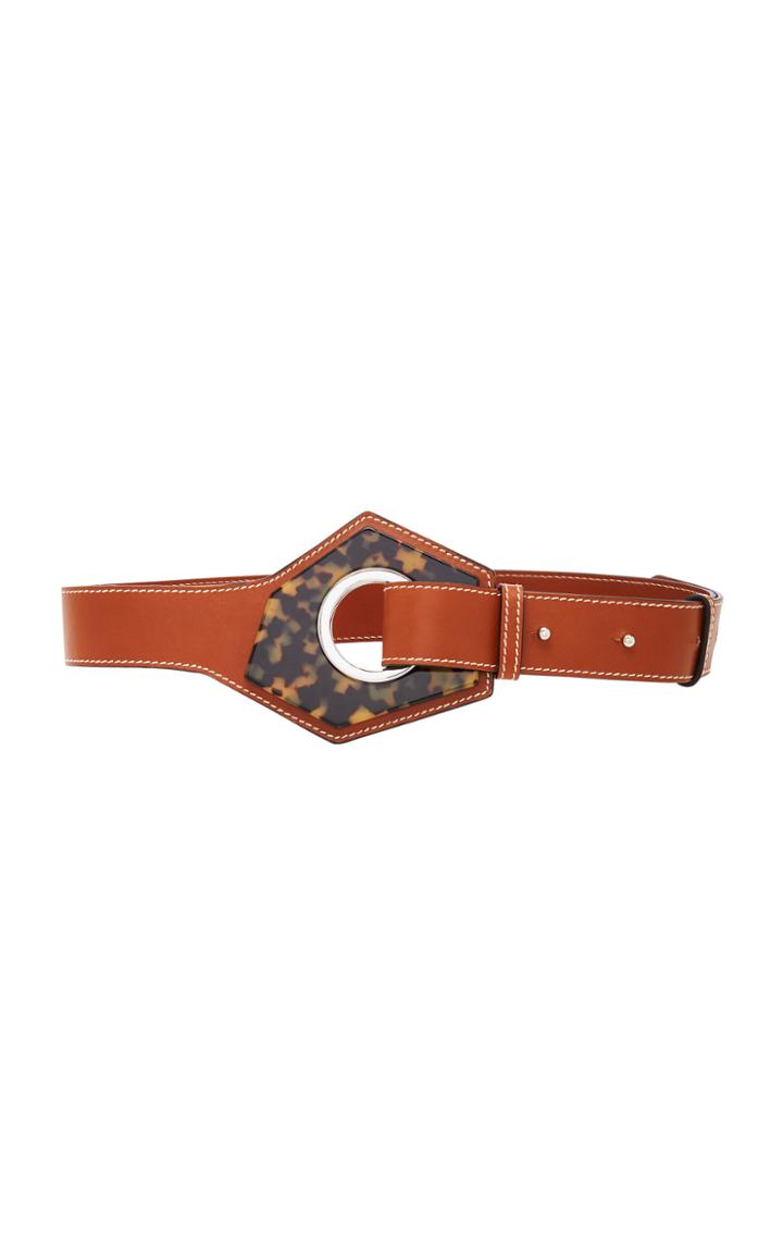 Ganni Leather And Hexagonal Buckle Belt