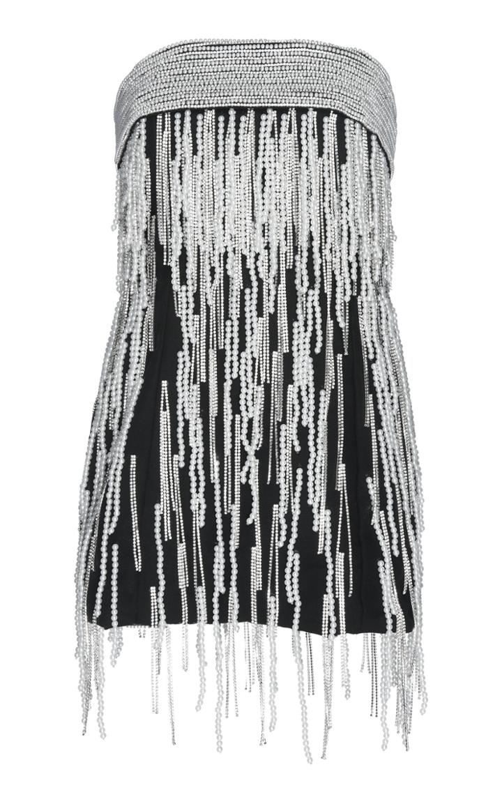 Attico Satin Crystal Mini Dress