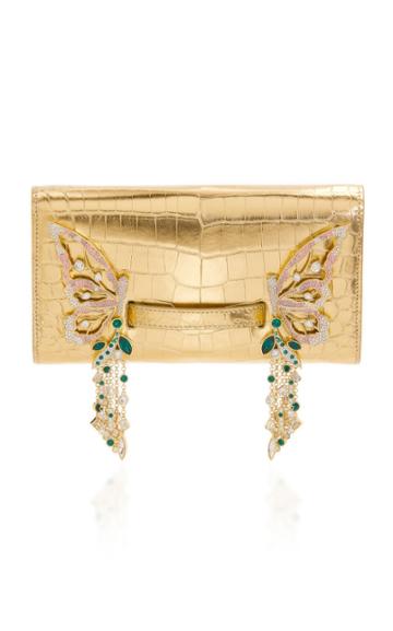 Ming Ray 24k Gold Josephine Clutch In Crocodile