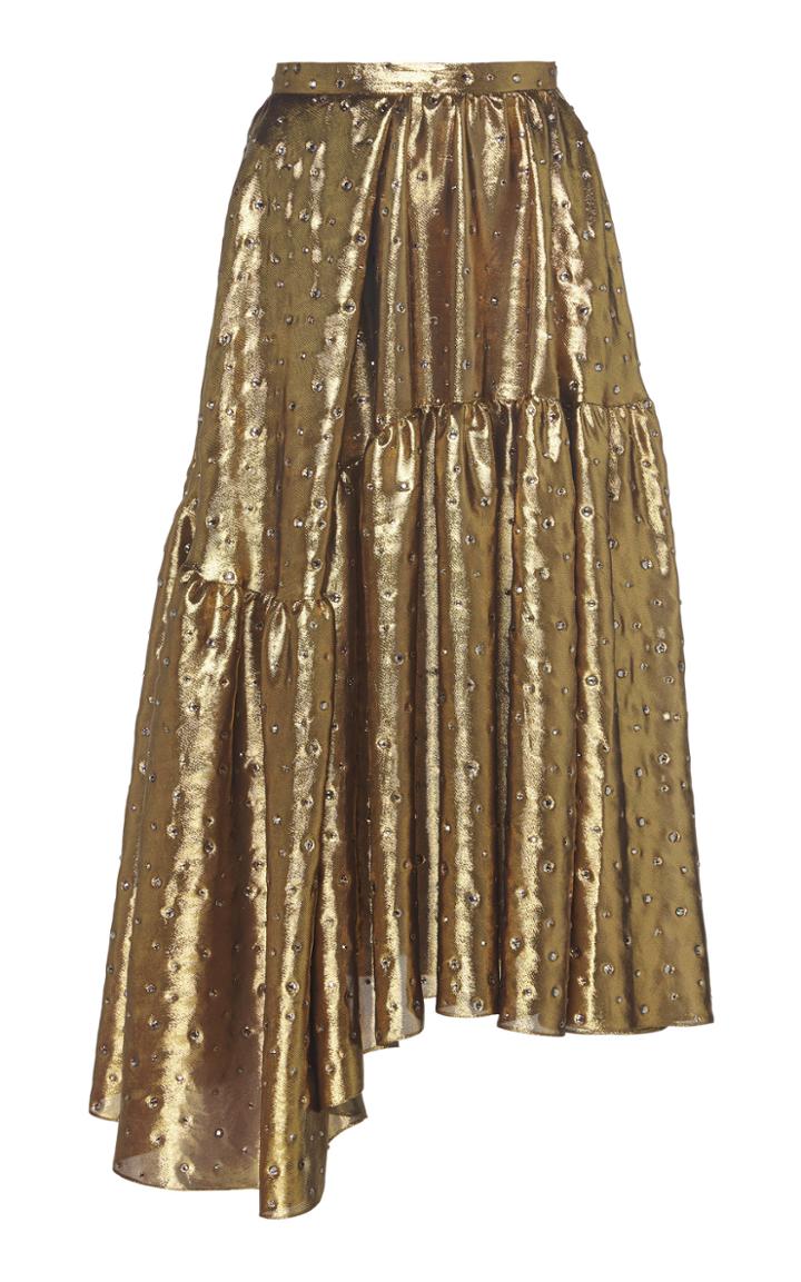 Rochas Pleated Silk-lurex Skirt