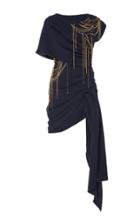 Oscar De La Renta Embellished Draped Silk Mini Dress Size: 2
