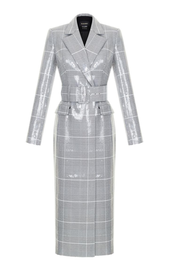 Rasario Sequin-embellished Plaid Coat