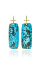 Annette Ferdinandsen Golden Coral Branch Earrings With Turquoise Slices