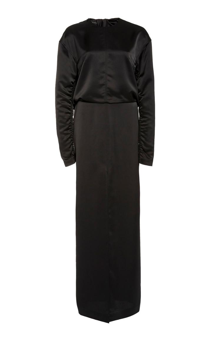 Cdric Charlier Draped Open-back Satin Gown