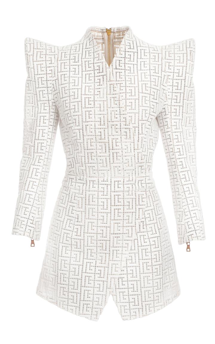 Moda Operandi Balmain Monogrammed Guipure Dress