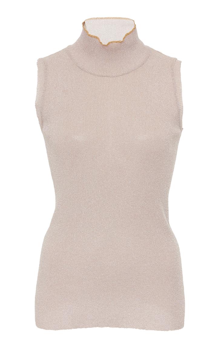 Missoni Turtleneck Ribbed Knit Lurex Top