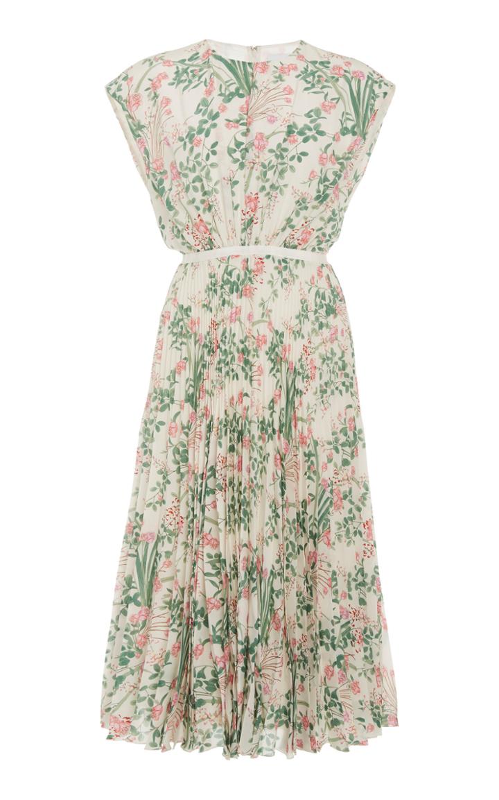 Giambattista Valli Floral Plisse Fit-and-flare Dress