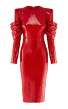 Alex Perry Declan Draped Long Sleeve Sequin Dress