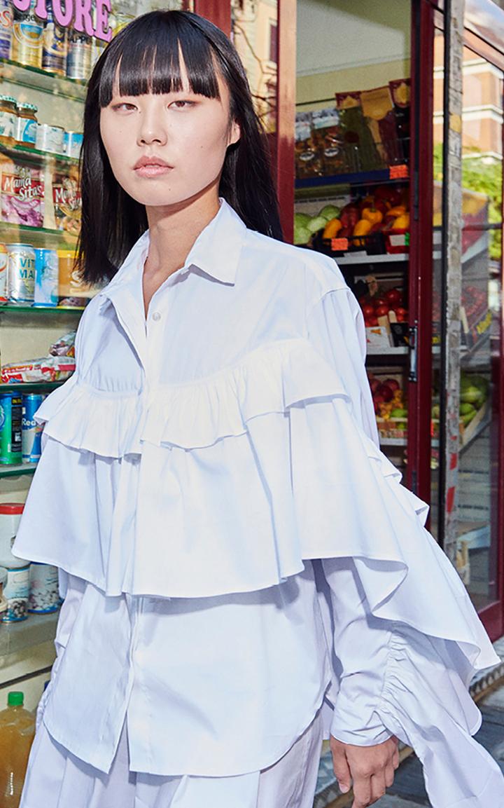 Moda Operandi Red Valentino Ruffled-trim Cotton-poplin Shirt