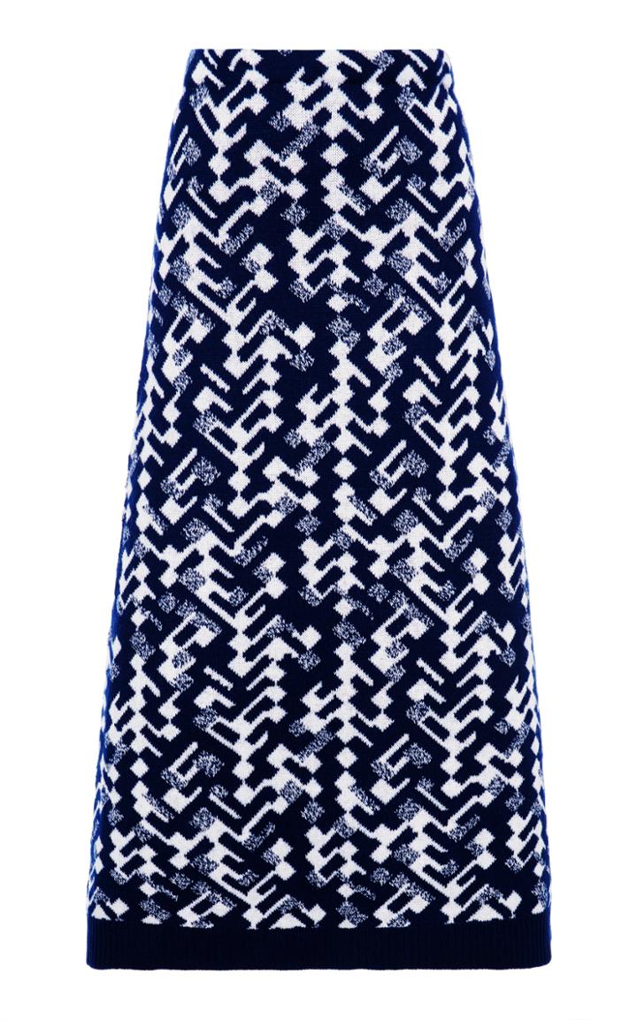 Prada Intarsia Wool-blend Midi Skirt