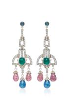 Ben Amun Saph Brass And Crystal Chandelier Earring