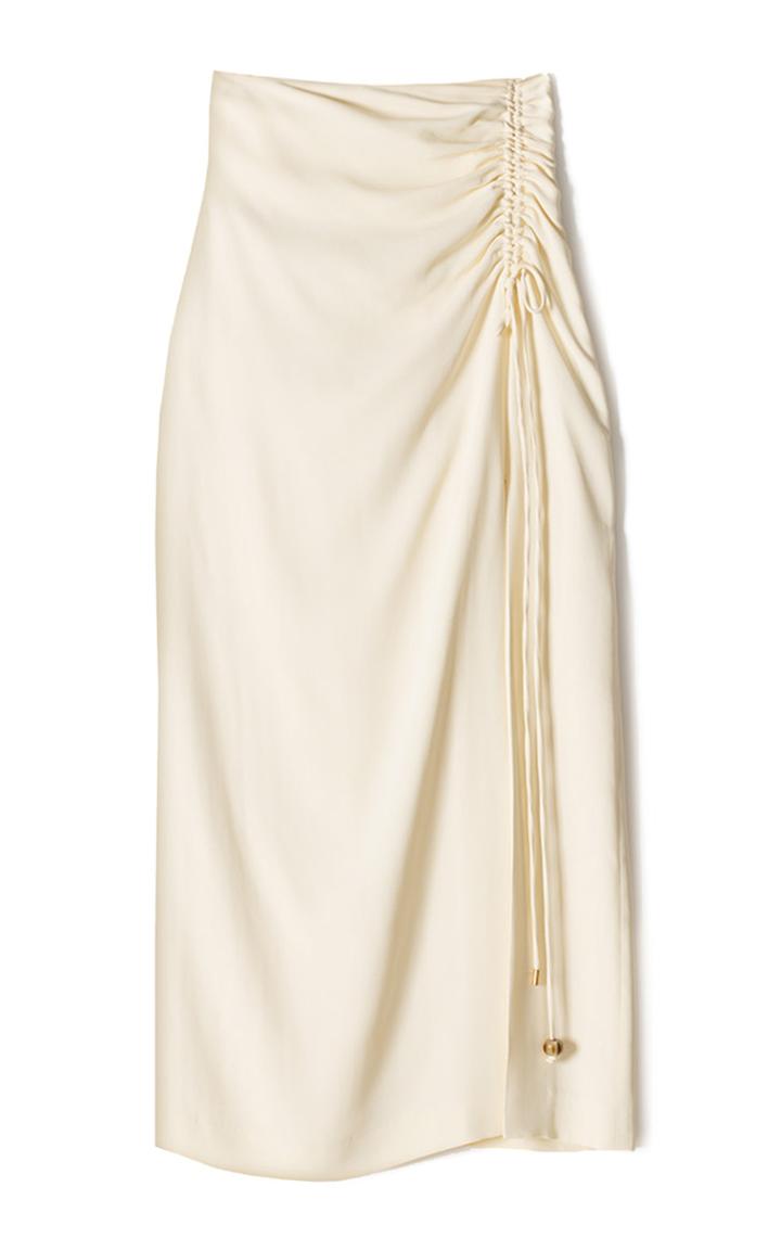 Moda Operandi Nanushka Malorie Ruched Georgette Midi Skirt