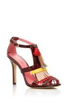 Paule Ka Leather Heeled Sandals With Tassles