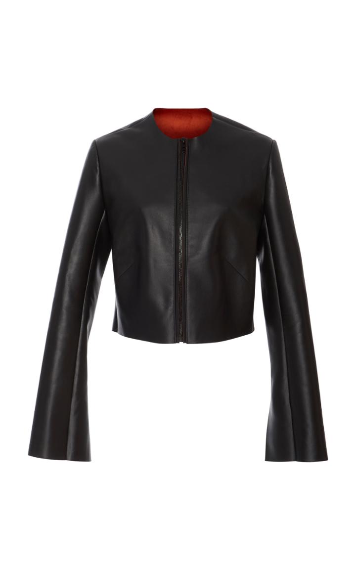 Diane Von Furstenberg Collarless Leather Jacket