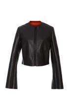 Diane Von Furstenberg Collarless Leather Jacket