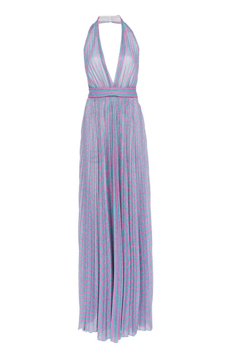 Philosophy Di Lorenzo Serafini Striped Lurex Jersey Halter Dress