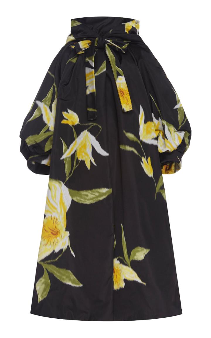 Marc Jacobs Hooded Floral-print Silk Coat