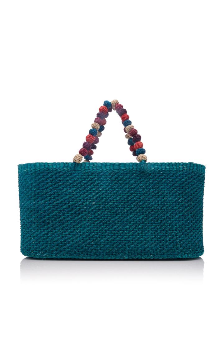 Sensi Studio Pom Pom Straw Tote