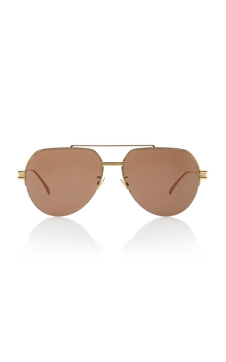 Bottega Veneta Oversized Aviator Gold-tone Sunglasses