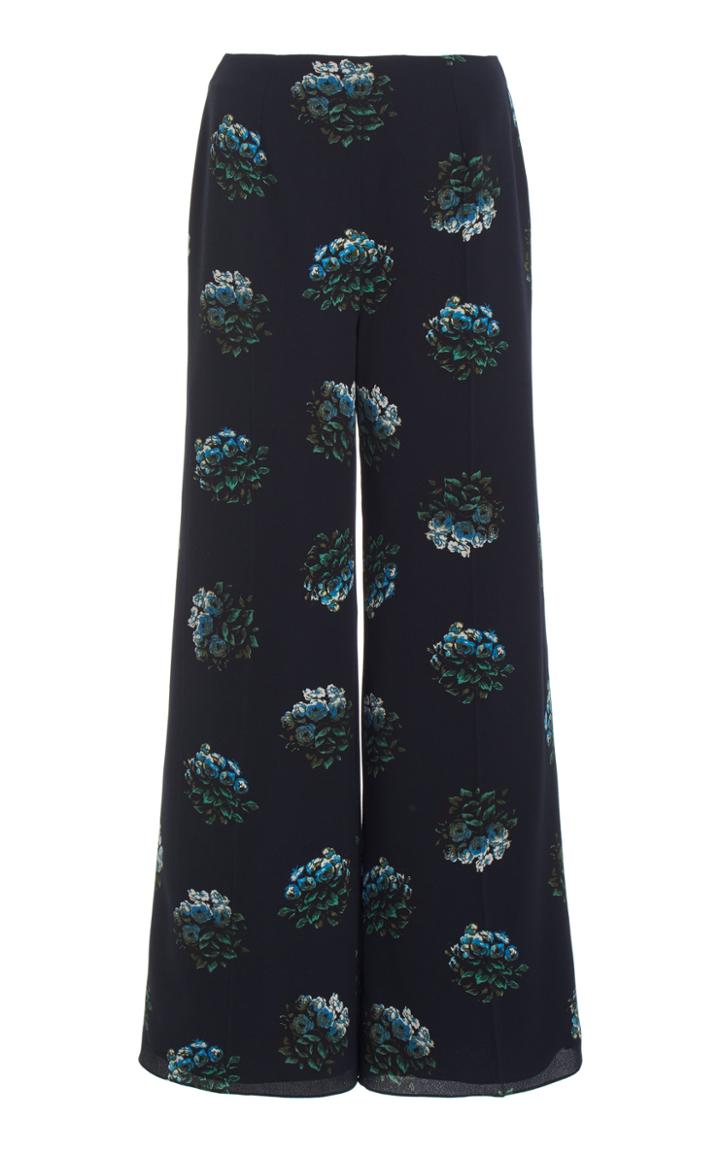 Moda Operandi Emilia Wickstead Hullinie Floral Stretch-georgette Wide-leg Trousers
