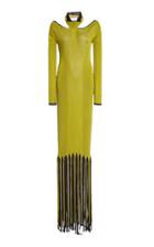 Bottega Veneta Fringe-trimmed Ribbed-knit Maxi Halter Dress