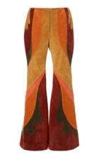Moda Operandi Alberta Ferretti Suede Leather Patchwork Trousers Size: 38