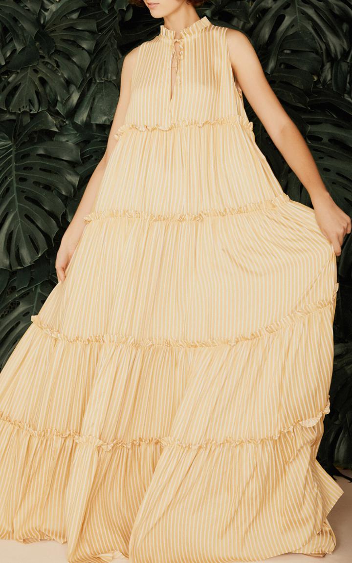 Adriana Degreas Sleeveless Striped Maxi Dress