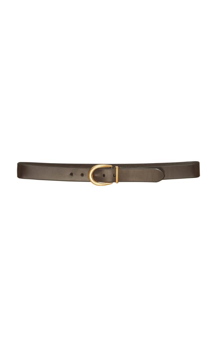 Prada Brown Leather Belt With Horseshoe Buckle