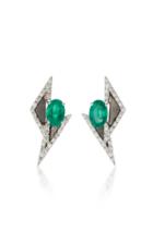 Kavant & Sharart 18k White Gold Emerald And Diamond Earrings