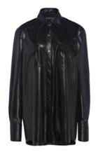 David Koma Oversized Leather Button-down Shirt