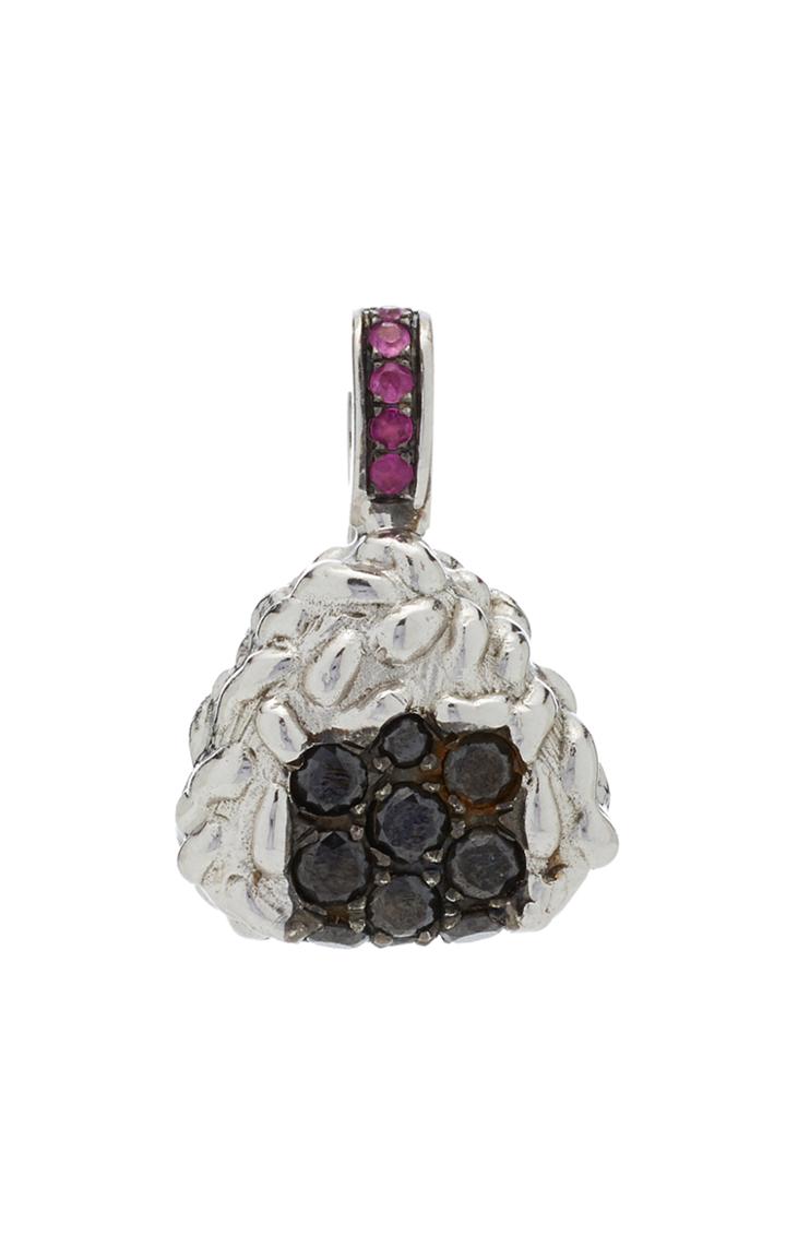 Nadine Ghosn Onighiri 18k White Gold, Diamond And Sapphire Charm