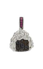 Nadine Ghosn Onighiri 18k White Gold, Diamond And Sapphire Charm