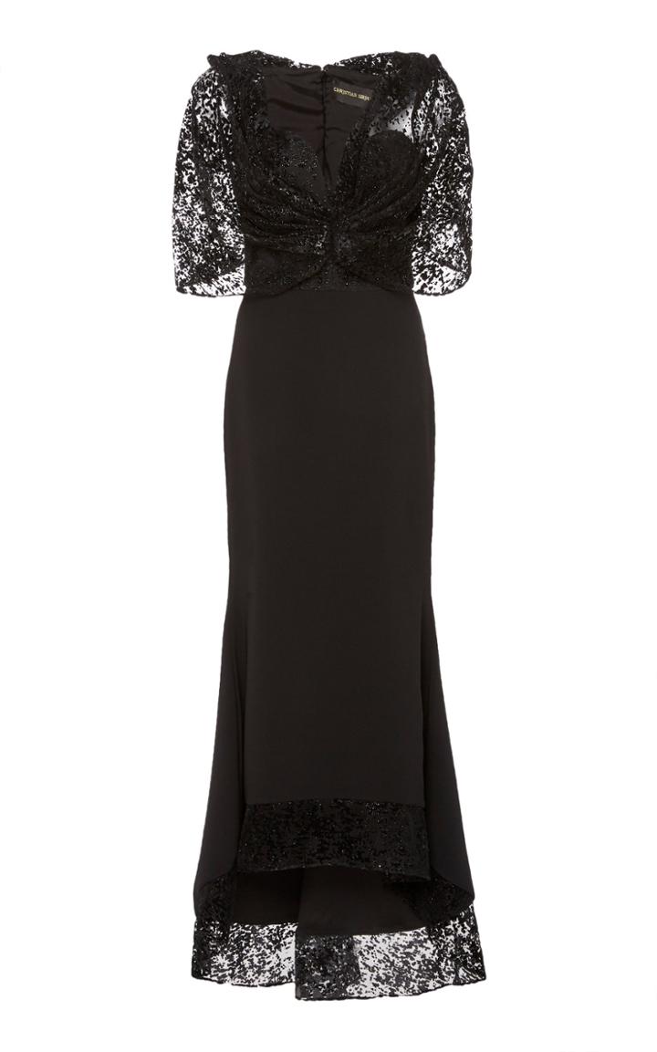 Christian Siriano Devore-trimmed Strapless Crepe Gown