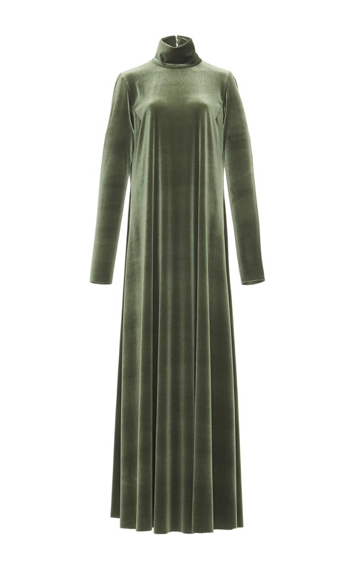 Luisa Beccaria Velvet Turtleneck Long Dress