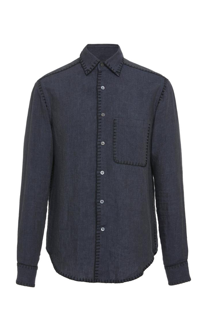 Loewe Embroidered Linen-chambray Shirt