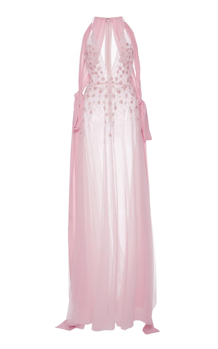 Georges Hobeika Plunging V-neck Embellished Gown