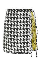 Off-white C/o Virgil Abloh Fringed Houndstooth Wool-blend Mini Skirt