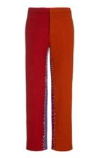 Moda Operandi Libertine Contrast-stitched Color-block Wool Trousers