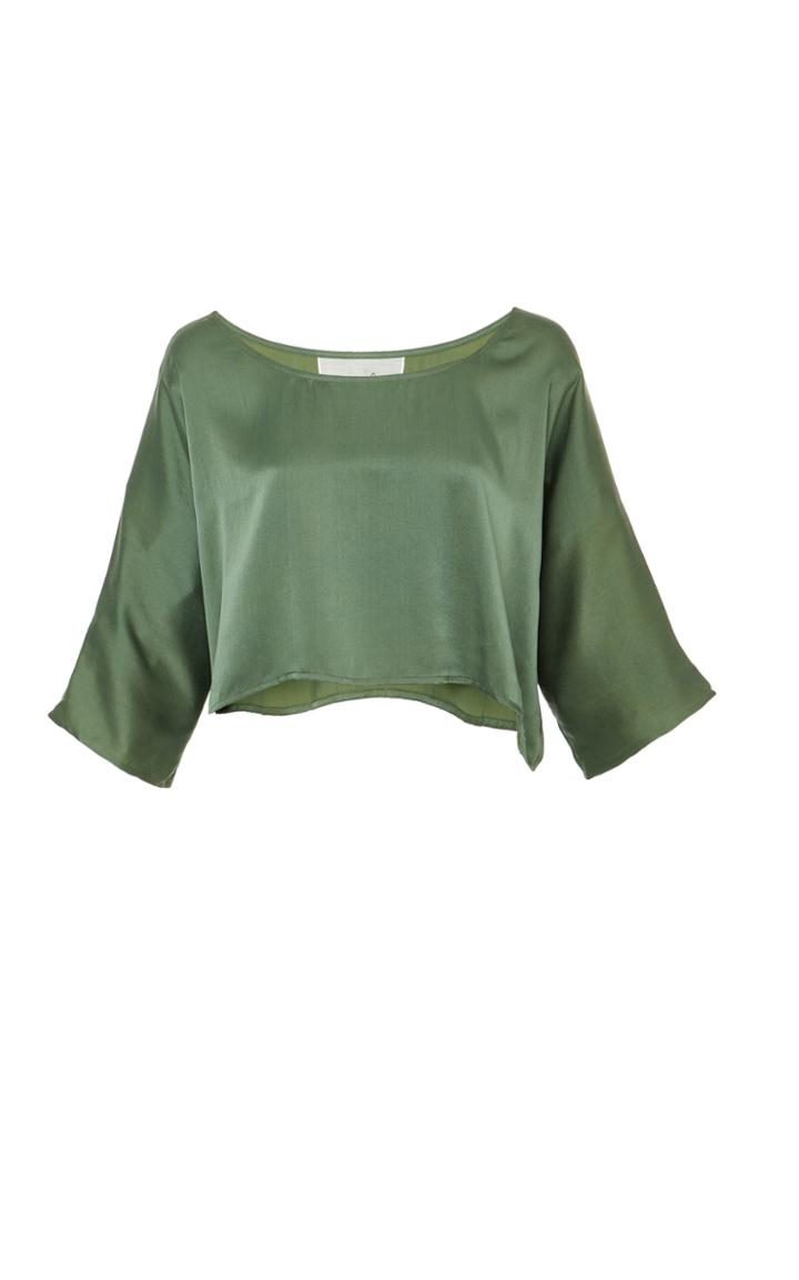 Awaveawake Cropped Silk Blouse