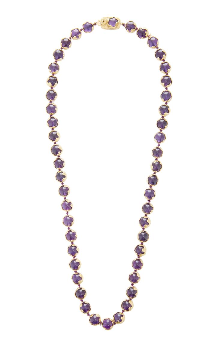 Mahnaz Collection Limited Edition 18k Gold And Aamethyst Bead Necklace By Charles De Temple 1982