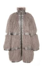 Christian Siriano Embossed Trimmed Faux Fur Coat