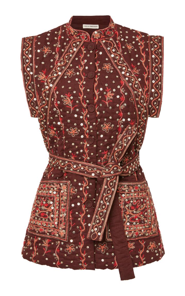 Ulla Johnson Indira Linen And Cotton Blend Belted Vest